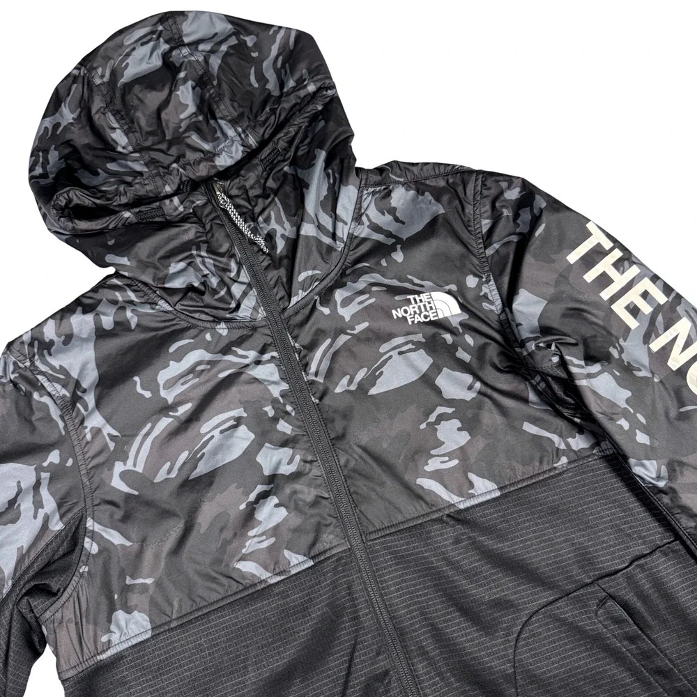 The North Face Train N Logo Overlay Hoodie Men S Black Camo Full Zip Jacket
